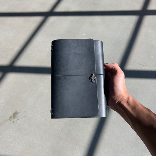 A5 leather notebook with cross